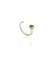 Kadir Jewellery 925 Ayar Gümüş Kaplama Zirkon Taşlı Ayarlanabilir Kadın Minimal Yüzük (Zeytin Yeşili)