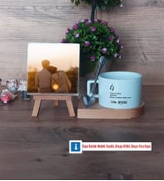 Eşe Hediye Fotoğraflı Dekoratif Taş, Kupa Bardak Beyaz Hediye (Model 8)