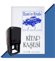 Kişiye Özel Klasik Otomobil Tarihli Otomatik Kitap Kaşesi (Mavi)
