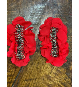 7X12 CM 2 ADET TAŞLI ÇELİK BONCUKLU OMUZ APOLET ARMA DİKİŞ VHOBİ AKSESUARI APLİKE (Kırmızı)