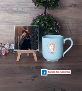 Unicorn Fotoğraflı Dekoratif Taş, Kupa Bardak Beyaz Hediye (Model 5)