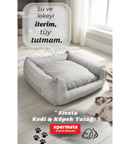 Kedi Yatağı ve Köpek Yatağı 50x60x23 Fermuarlı Yıkanabilir Evcil Hayvan Yatağı Yuvi Siesta Puantiyeli