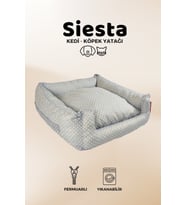 Xpermate Yuvi Kedi Yatağı Ve Köpek Yatağı ,Fermuarlı 55x60x23 cm (Açık Gri - Beyaz)