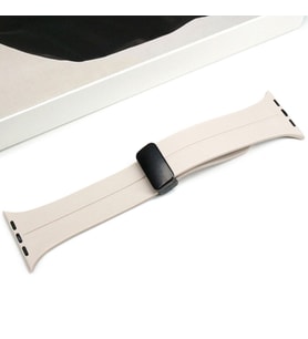 Ally Apple Watch 7-8 41mm 6-5-4 40mm Manyetik Uçlu Silikon Kayış Kordon 3-2-1 38mm (Açık Gri)