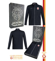 Galatasaray Orijinal Lisanslı Fermuarlı Dik Yaka Siyah Antrenman Sweat Kutulu (Düz Siyah)