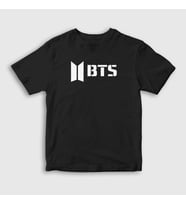 Presmono Unisex Çocuk Beyaz Logo Bts T-Shirt 22333tt (Siyah)