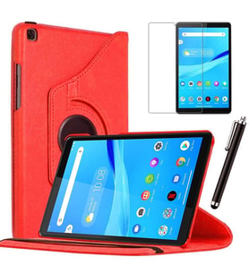 Lenovo Tab M8 8505 / 8705 Uyumlu 8 inç Kılıf Ekran Koruyucu Kalem Set (Kırmızı)