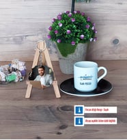 Su Ürünleri Mühendisi Türk Kahvesi Fincanı Ahşap Altlıklı ve Fotoğraflı Ahşap Anahtarlık Hediye (Model 7)