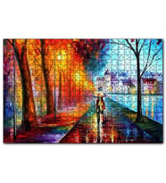 Cakapuzzle Yağmur Sahil Şemsiyeli Çift Yağlıboya  Puzzle Yapboz MDF (Ahşap) (1000 Parça)