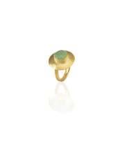 Kadir Jewellery 22 Ayar Altın Kaplama Zirkon Taşlı Kadın Vintage Yüzük (Açık Yeşil)