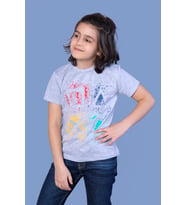 Toontoy Erkek Çocuk Kabartmalı Püskürtme Baskılı Tişört ( Gri-Melanj)