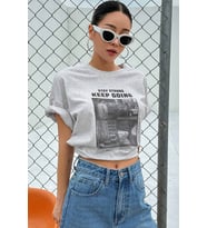 Unisex KeepGoing Baskılı Tasarım Tshirt (Gri)