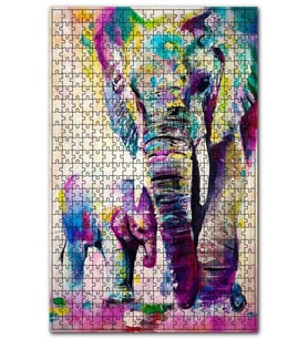 Cakapuzzle Yağlı Boya Fil ve Yavrusu Görseli Puzzle Yapboz MDF (Ahşap) (255 Parça)
