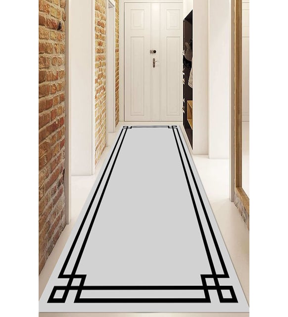 Dijital Baskılı Kaymaz Taban Yıkanabilir Modern Yolluk Ve Koridor Halısı NDU-SD-4 (Gri)