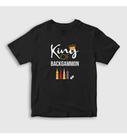 Presmono Unisex Çocuk Beyaz King Of Backgammon Oyun Tavla T-Shirt 418343tt (Siyah)