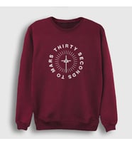 Presmono Unisex Beyaz Circle 30 Seconds To Mars Sweatshirt 171671tt (Bordo)