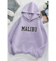 Unisex Malıbu Baskılı Oversize Sweatshirt (Lila)
