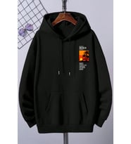 Beach Baskılı Oversize Sweatshirt (Siyah)