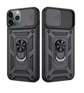 Apple iPhone 11 Pro Uyumlu Kızaklı Kamera Korumalı Tank Kılıf (Siyah)