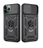 Apple iPhone 11 Pro Uyumlu Kızaklı Kamera Korumalı Tank Kılıf (Siyah)