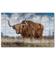 Cakapuzzle Bozkırda Kahverengi Yak Öküzü ve Bulutlar Puzzle Yapboz MDF (Ahşap) (500 Parça)