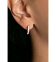 Elika Silver Kadın Baget Taşlı Halka Model 925 Ayar Gümüş Küpe (Rose)