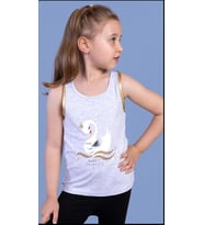 Toontoy Kız Çocuk Kuğu Baskılı Atlet ( Gri-Melanj)