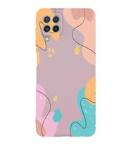 PrintiFy Samsung Galaxy A22 Uyumlu Lansman Kılıf Karışık Renkler Tasarımlı İçi Kadife Kapak (Pudra)