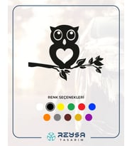 Baykuş Araba Sticker siyah 16x11 CM (Siyah)