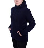 GHASSY CO.KADIN KAPŞONLU  FERMUARLI POLAR SWEATSHİRT (Lacivert)