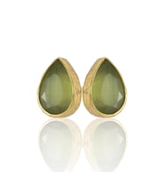 Kadir Jewellery 22 Ayar Altın Kaplama Kadın Minimal Küpe -El İşçiliği Ve Hipoalerjenik Küpe (Zeytin Yeşili)