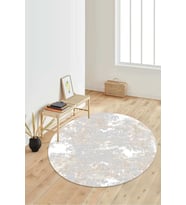 Dijital Baskılı Kaymaz Taban Yıkanabilir Yuvarlak Salon Halısı Koridor Halısı Paspas NDY-SD-308 (Krem)