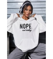Fermuarlı Kapüşonlu Unisex Sweatshirt (Beyaz)