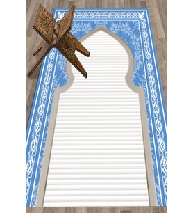 EVDEYA Dijital Baskılı Yıkanabilir Motifli Hediyelik Namazlık Seccade 70x130, SECCADE-27-GRİ, (Mavi)