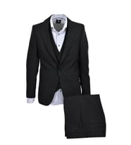 Erkek Hasır Silim Fit Takım Elbise BGL-ST03496 (Siyah)