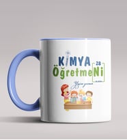 Kişiye Özel Kimya Öğretmeni Temalı Siyah Renk Kupa Bardak 7 (Mavi)