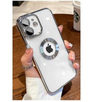 iPhone 11 Kılıf Köşeleri Renkli Şeffaf Kamera Korumalı Silikon Luxury Kapak (Gümüş)