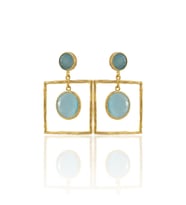 Kadir Jewellery 22 Ayar Altın Kaplama Kadın Sallantılı Küpe -El İşçiliği Ve Hipoalerjenik Küpe-E85 (Açık Mavi)