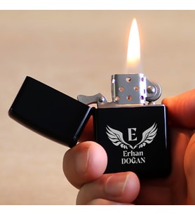 Kişiye Özel İsimli Benzinli Zippo Çakmak (Siyah)