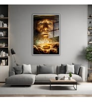 Metal Çerçeveli Cam Tablo Yüzüklerin Efendisi Karakteri Gandalf (Gümüş)