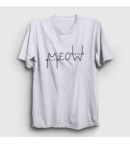 Presmono Unisex Sarı Meow Cat Kedi T-Shirt 407230tt (Beyaz)