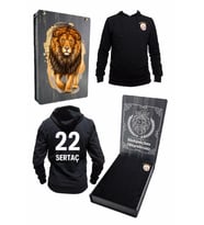 Galatasaray Orijinal Sweat Kapüşonlu Fermuarlı Siyah Özel Tasarım Ahşap Kutulu (Siyah-Sarı)