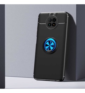 Xiaomi Redmi Note 9 5G Kılıf Yüzüklü Magnetli Ravel Case (Siyah-Mavi)