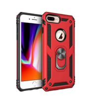 Uyumlu Model Apple iPhone 8 Plus Kılıf Yüzüklü Zırh Tank Vega (Kırmızı)