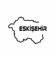 Eskişehir Harita Araba Sticker siyah 18x13 CM (Siyah)