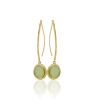 Kadir Jewellery 22 Ayar Altın Kaplama Vintage Küpe -El İşçiliği Ve Hipoalerjenik Küpe (Zeytin Yeşili)