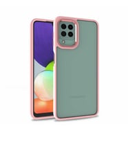 Samsung Galaxy A22 4G Kılıf Case, Kamera Lens Korumalı Elektroplatin Kaplama Sert PC Koruyucu Colourful Platinum Serisi (Rose)