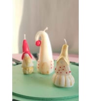 Gnome Mum Seti, El Emeği, Dekorasyon Tamamlayıcı (Kırmızı-Altın)