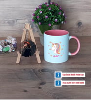 Unicorn Kupa Bardak Beyaz ve Fotoğraflı Ahşap Anahtarlık Hediye (Model 6)