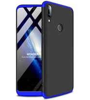 Huawei P Smart 2019 Kılıf Kamera Çıkıntılı 360 Tam Koruma Ays (Siyah-Mavi)